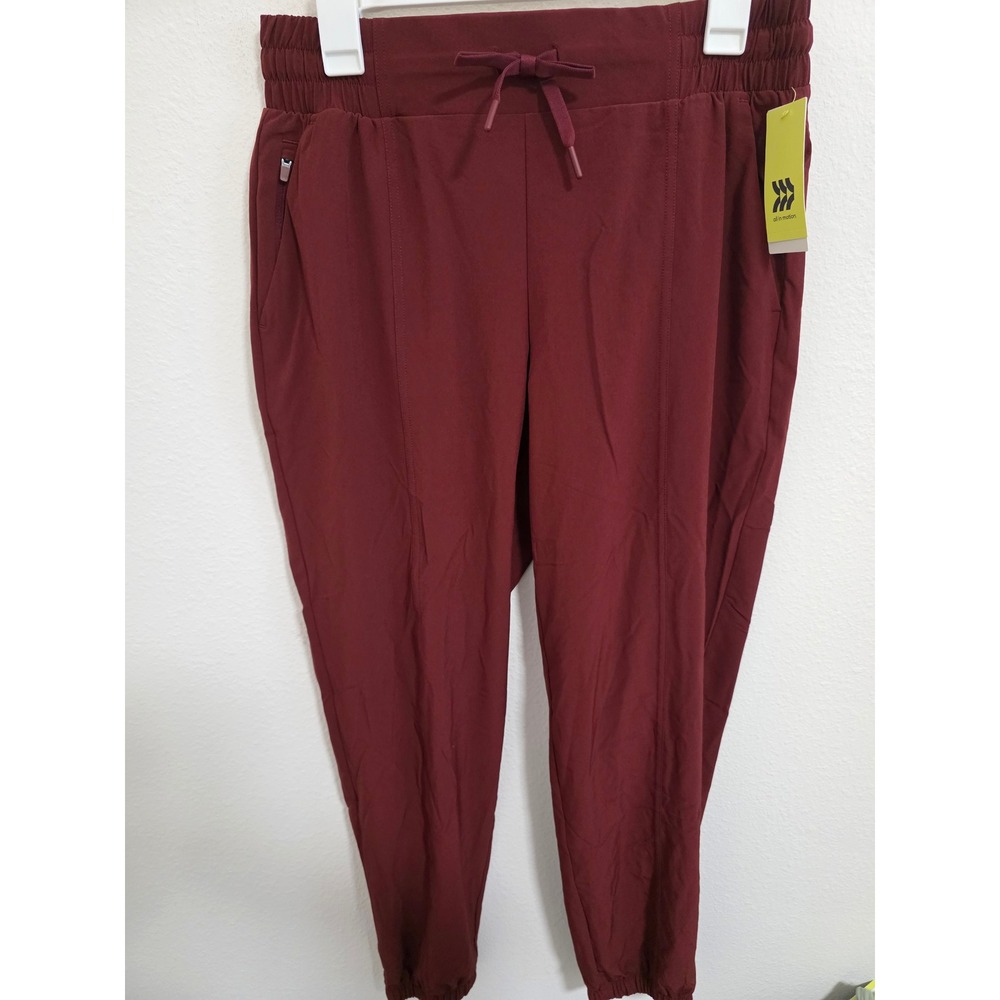 All in Motion Womens Active Light Mid-Rise Jogger Pants Maroon Size L NWT